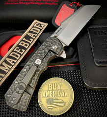 A2D Delta Blackened Hammered Titanium Sheepsfoot Stonewashed Satin Magnacut Blade on Bearings