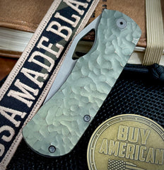 McNees Knives Little Dixon Atomic Green/Bronze Rock Mill Ti with 3.25" Magnacut Stonewashed Blade and Stonewashed Ti Hardware