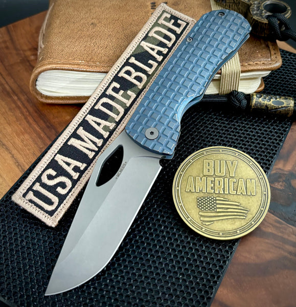 MagnaMax McNees Knives Little Dixon Atomic Blue/Bronze Frag Ti with 3.25