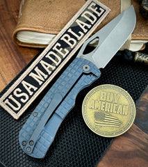 MagnaMax McNees Knives Little Dixon Atomic Blue/Bronze Frag Ti with 3.25" Stonewashed Blade and Stonewashed Ti Hardware