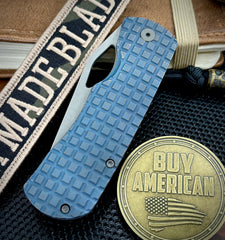 MagnaMax McNees Knives Little Dixon Atomic Blue/Bronze Frag Ti with 3.25" Stonewashed Blade and Stonewashed Ti Hardware