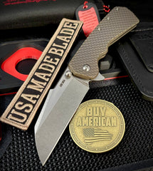A2D Delta Antique Bronze Anodized Double Divot Titanium Sheepsfoot Stonewashed Satin Magnacut Blade on Bearings