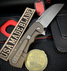 A2D Delta Antique Bronze Anodized Double Divot Titanium Sheepsfoot Stonewashed Satin Magnacut Blade on Bearings