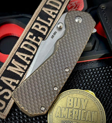 A2D Delta Antique Bronze Anodized Double Divot Titanium Sheepsfoot Stonewashed Satin Magnacut Blade on Bearings