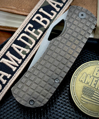 MagnaMax McNees Knives Little Dixon Atomic Bronze Frag Ti with 3.25" Stonewashed Blade and Stonewashed Ti Hardware