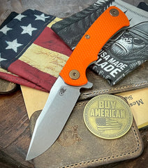 Ammo Can Green Project X Orange G10 Anodized Working Finish Ti with Stonewashed Finish S45VN Clip Point Blade and Bronzed Out HW