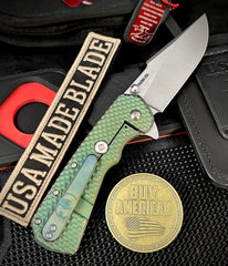 A2D Delta Shipwrecked Anodized Double Divot Titanium Harpoon Rising Grind Stonewashed Satin Magnacut Blade on Bearings