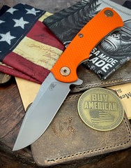 Ammo Can Green Project X Orange G10 Anodized Working Finish Ti with Working Finish S45VN Clip Point Blade and Bronzed Out HW