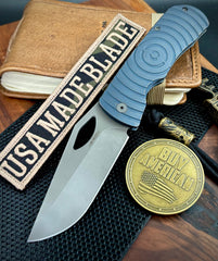 McNees Knives Dixon Full Ti Atomic Blue/Bronze Shockwave Ti with 3.75" Magnacut Stonewashed Blade and Stonewashed Hardware