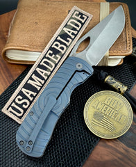 McNees Knives Dixon Full Ti Atomic Blue/Bronze Shockwave Ti with 3.75" Magnacut Stonewashed Blade and Stonewashed Hardware