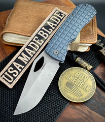 McNees Knives Dixon Full Ti Atomic Blue/Bronze Frag Ti with 3.75" Magnacut Stonewashed Blade and Stonewashed Hardware