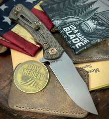 Battled Stars and Stripes Project X Red G10 Battle Bronze Ti with Working Finish S45 Clip Point Blade Bronzed Out HW
