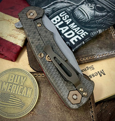 Battled Stars and Stripes Project X Red G10 Battle Bronze Ti with Working Finish S45 Clip Point Blade Bronzed Out HW