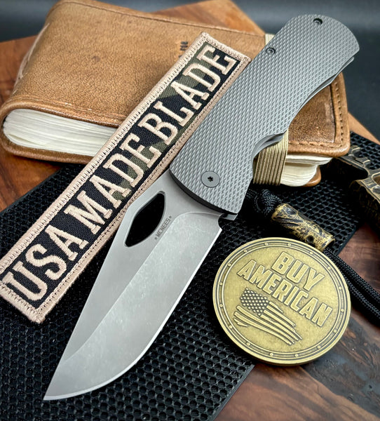 McNees Knives Dixon Atomic Stonewashed Diamond Mill Ti with 3.75