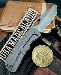 McNees Knives Dixon Atomic Stonewashed Diamond Mill Ti with 3.75" Magnacut Stonewashed Blade and Stonewashed Ti Hardware