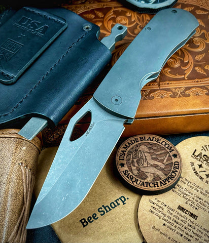 McNeeees Knives Dixon Full Ti Atomic Stonewashed Finish with 3.75" Magnacut Blade - USA MB