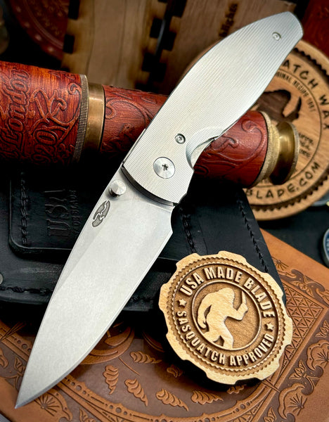 Three Rivers Manufacturing (TRM) Atom Liner Lock with 3D Pinstripe Titanium and 20CV Steel