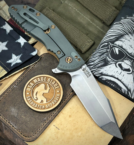 Ammo Can Green Hinderer XM-24 Harpoon Spanto Coyote G10 Anodized Working Finish Ti and S45VN Stonewashed Blade with Bronzed Out HW