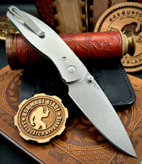 Three Rivers Manufacturing (TRM) Atom Liner Lock with 3D Pinstripe Titanium and 20CV Steel - USA MB