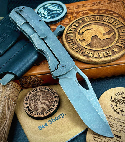 McNeeees Knives Dixon Full Ti Atomic Stonewashed Finish with 3.75" Magnacut Blade - USA MB