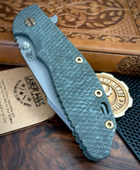 Full Ti TOPO Ammo Can Green Hinderer XM-24 Harpoon Spanto Anodized Working Finish Textured Ti and S45VN Working Finish Blade with Bronzed Out HW - USA MB