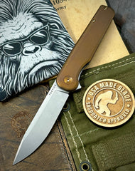Antique Bronze Anodized Rockwall Flipper with Stonewashed Magnacut Blade Countoured Ti Handles with Ti Hardware from Tactile Knife Co.