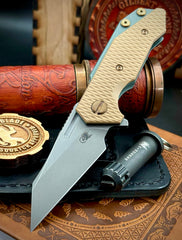 Ammo Can Green Wharnie Hinderer Half Track Gen 2 Coyote G10 Anodized Working Finish Ti with Working Finish Magnacut Blade and Bronzed Out HW