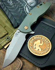 Ammo Can Green Full Ti Hinderer XM-18 3.5 Harpoon Spanto Anodized Working Finish Full Ti  Working Finish Magnacut Blade Bronzed Out HW