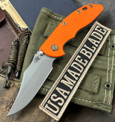 Ammo Can Green Hinderer XM-18 3.5 Non Flipper Bowie Orange G10 Working Finish S45VN Blade Bronzed Out HW