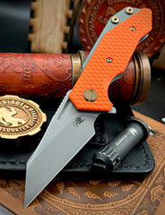 Ammo Can Green Wharnie Hinderer Half Track Gen 2 Orange G10 Anodized Working Finish Ti with Working Finish Magnacut Blade and Bronzed Out HW