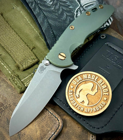 Ammo Can Green Full Ti Hinderer XM-18 3.5 Sheepsfoot Anodized Working Finish Full Ti  Working Finish Magnacut Blade Bronzed Out HW