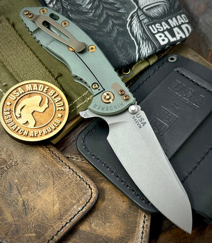 Ammo Can Green Full Ti Hinderer XM-18 3.5 Sheepsfoot Anodized Working Finish Full Ti  Working Finish Magnacut Blade Bronzed Out HW