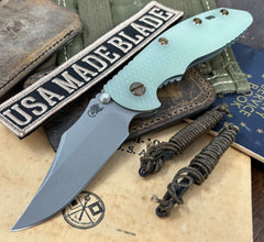 Ammo Can Green Hinderer XM-18 3.5 Non Flipper Bowie Translucent Green G10 Working Finish S45VN Blade Bronzed Out HW