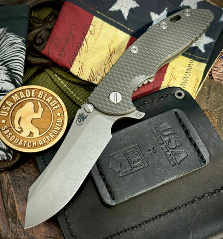 Hinderer XM-18 3.5" Skinny Skinner Textured Ti Working Finish Presentation side smooth Working Finish lockside Magnacut Working Finish Blade