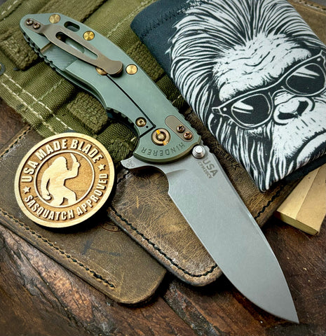 Ammo Can Green Hinderer XM-18 3.5" Hollow Ground Slicer Anodized Ti Black G10 20CV Working Finish Blade Bronzed Out HW