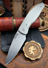 Three Rivers Manufacturing (TRM) Atom Liner Lock with 3D Lizard Skin Titanium and 20CV Steel - USA MB