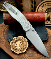 Three Rivers Manufacturing (TRM) Atom Liner Lock with 3D Lizard Skin Titanium and 20CV Steel - USA MB