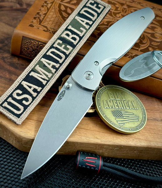 Three Rivers Manufacturing (TRM) Atom Liner Lock with 3D Pinstripe Titanium and Magnacut Steel