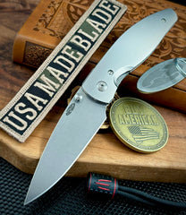 Three Rivers Manufacturing (TRM) Atom Liner Lock with 3D Pinstripe Titanium and Magnacut Steel - USA MB