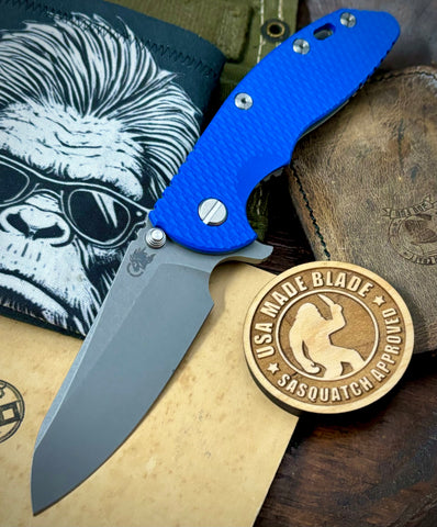 Hinderer XM-18 3.5 Sheepsfoot Working FInish Ti Blue G10 S45VN Working Finish Blade