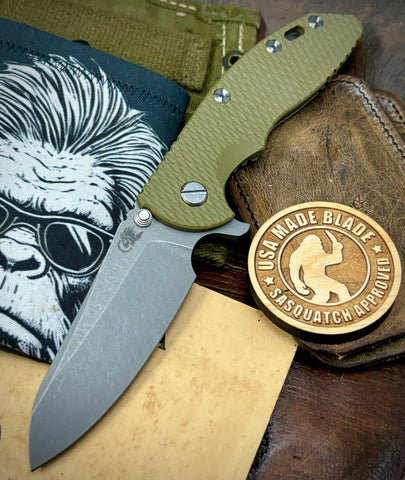 Hinderer XM-18 3.5 Sheepsfoot Working FInish Ti OD Green G10 S45VN Working Finish Blade