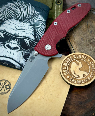 Hinderer XM-18 3.5 Sheepsfoot Working FInish Ti Red G10 S45VN Working Finish Blade