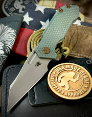 Ammo Can Green Wharnie Hinderer Half Track Gen 2 Anodized Textured Ti Presentation Side, Smooth Ti Lockside Magnacut Working Finish Blade Bronzed Out HW