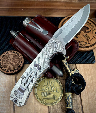 Freeman 451 Button Lock Flipper Aggressive Ti with Magnacut Blade 1.0