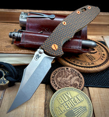 Hinderer XM-18 3.5" Non Flipper Aggressor Special Battle Finish Ti Orange/Black G10  Magnacut Two Tone Blade  and Copper Hardware