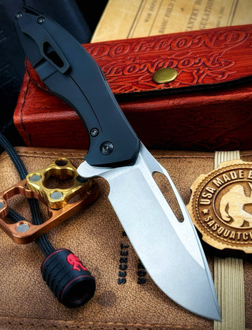 Koenig Mini Arius Exclusive Flipper Black DLC Ti SW Polished Flats M390 Blade