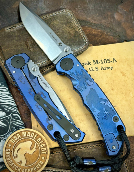 Blue Anodized Spartan Blades Harsey Folder Sasquatch Special Edition Version 2 MAGNACUT Blade
