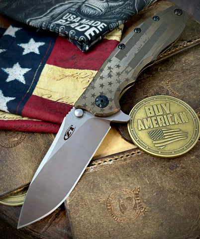 Zero Tolerance ZT0562TI Magnacut Blade Bronzed Engraved Battle Stars & Stripes