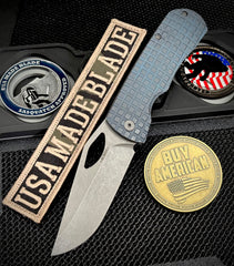 McNees Knives Little Dixon Atomic Blue/Bronze Frag Ti with 3.25" Stonewashed Magnacut Blade and Stonewashed Ti Hardware