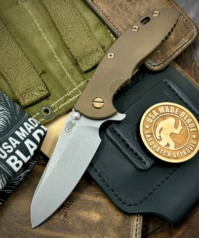 Battle Bronzed Out Full Ti Hinderer XM-18 3.5 Sheepsfoot Anodized Working Finish Full Ti  Working Finish Magnacut Blade Bronzed Out HW